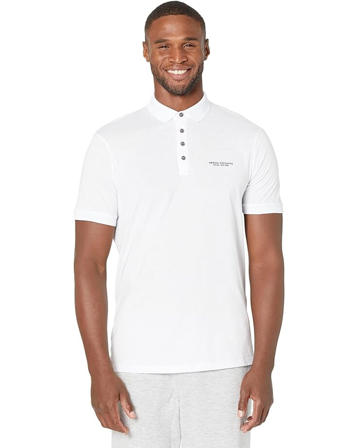 

Поло Armani Exchange Slim Fit Milano/New York Logo, белый
