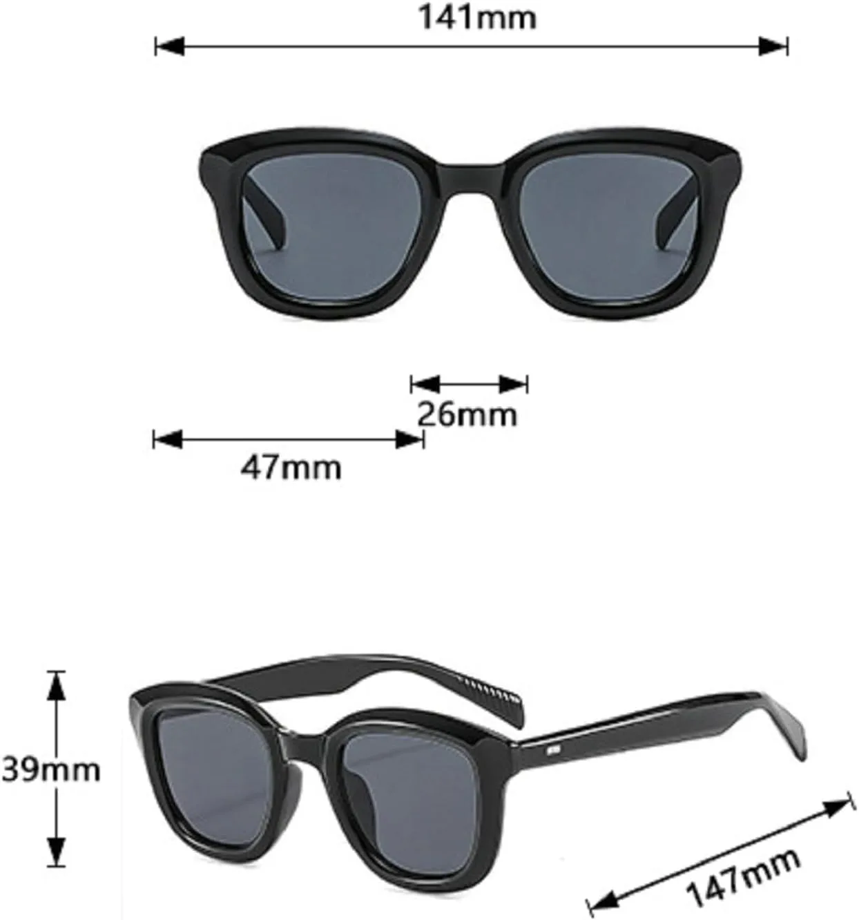 

Модные солнцезащитные очки неправильной квадратной формы для женщин, защита от УФ-излучения UV400, ретро-очки для мужчин, синие, модель 3836 Melrose, Black