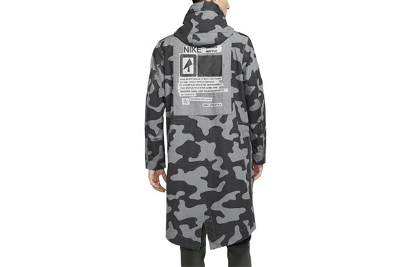 Куртка sportswear mid-length camouflage hooded windproof casual jacket gray dark gray Nike, серый — фото 2