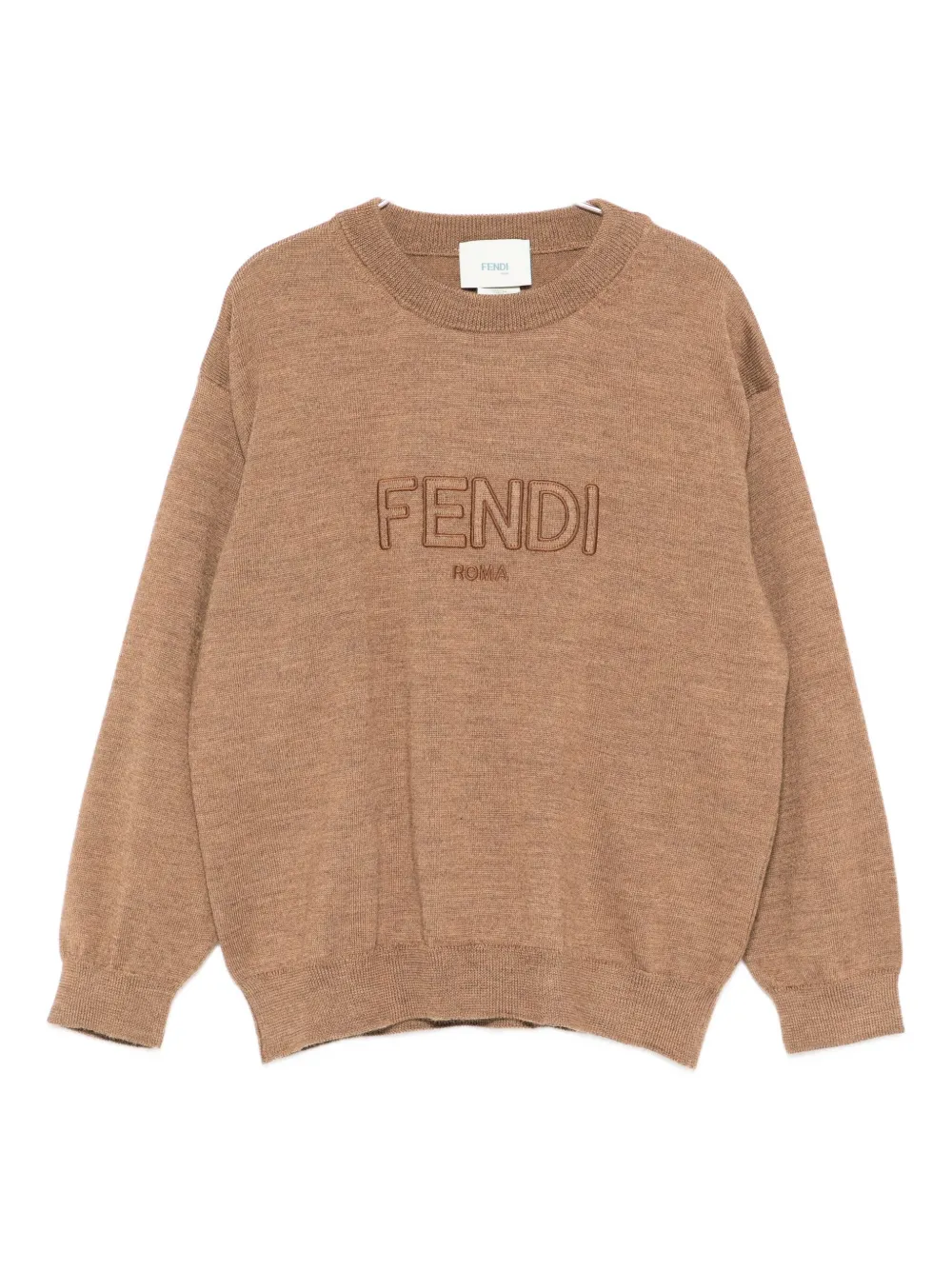 

Свитер с вышитым логотипом Fendi Kids, коричневый