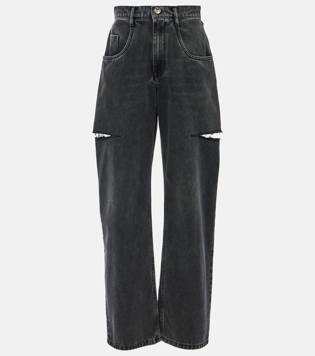 

Высокие зауженные джинсы с вырезом Maison Margiela, черный