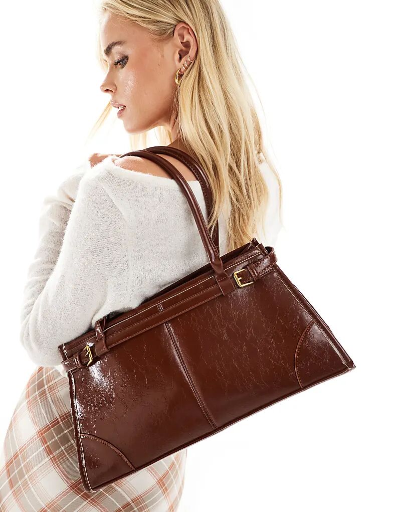 

Glamorous длинная сумка через плечо с ремнем темно-коричневого цвета