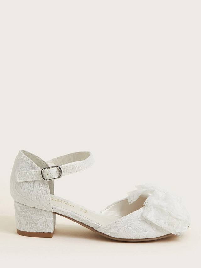 

Детские туфли с бантом и шнуровкой на каблуке Monsoon, Ivory
