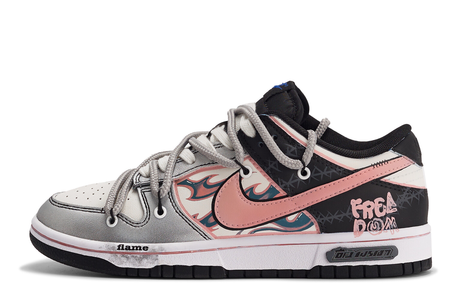 

Кроссовки Nike Dunk Skateboard Shoes Women's Low-Top Silver Black/Pink