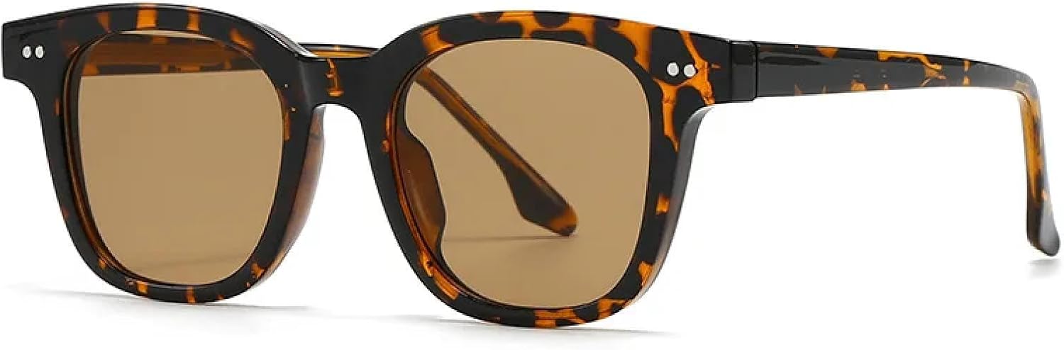 

Роскошные солнцезащитные очки с заклепками для женщин и мужчин, в популярном винтажном панк-стиле, для активного отдыха и вождения, с защитой от УФ-излучения UV400 TVTBBVV, Leopard Tea