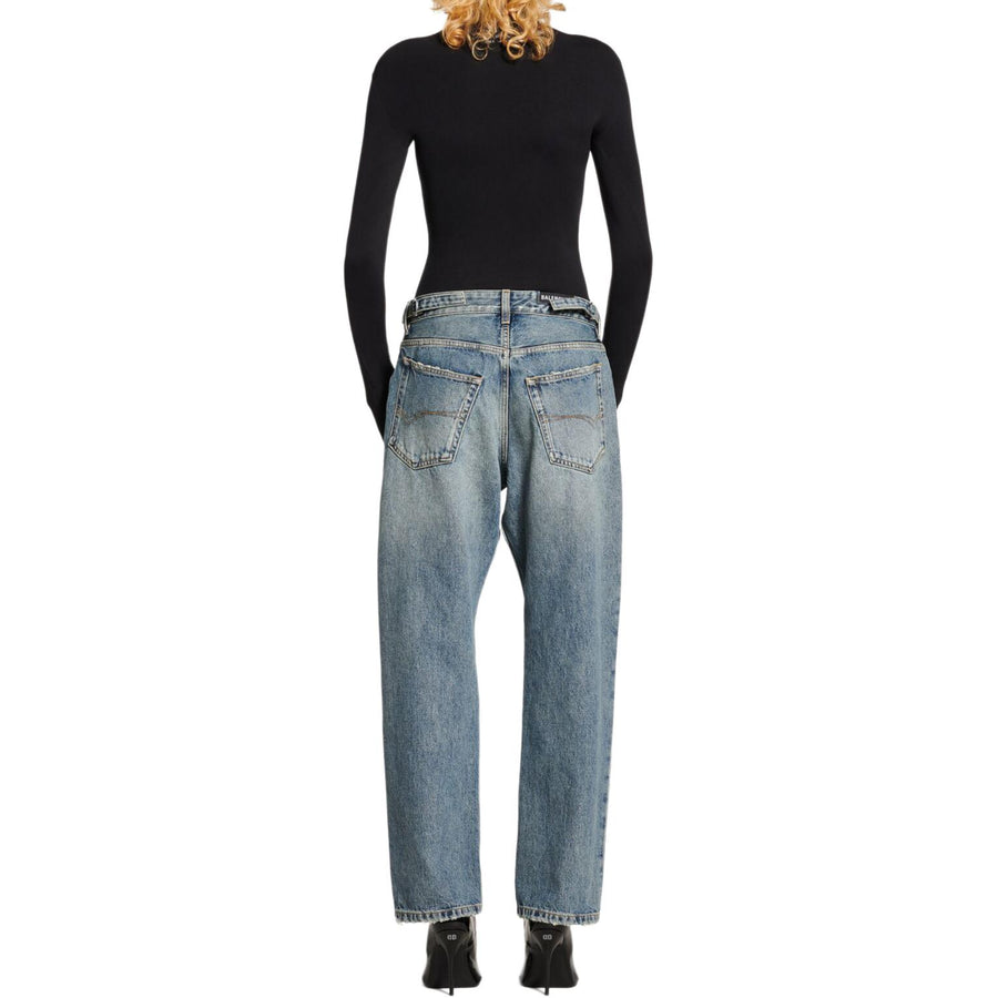 Спортивные брюки Balenciaga Distressed Straight-Leg Jeans 'Blue', синий — фото 4