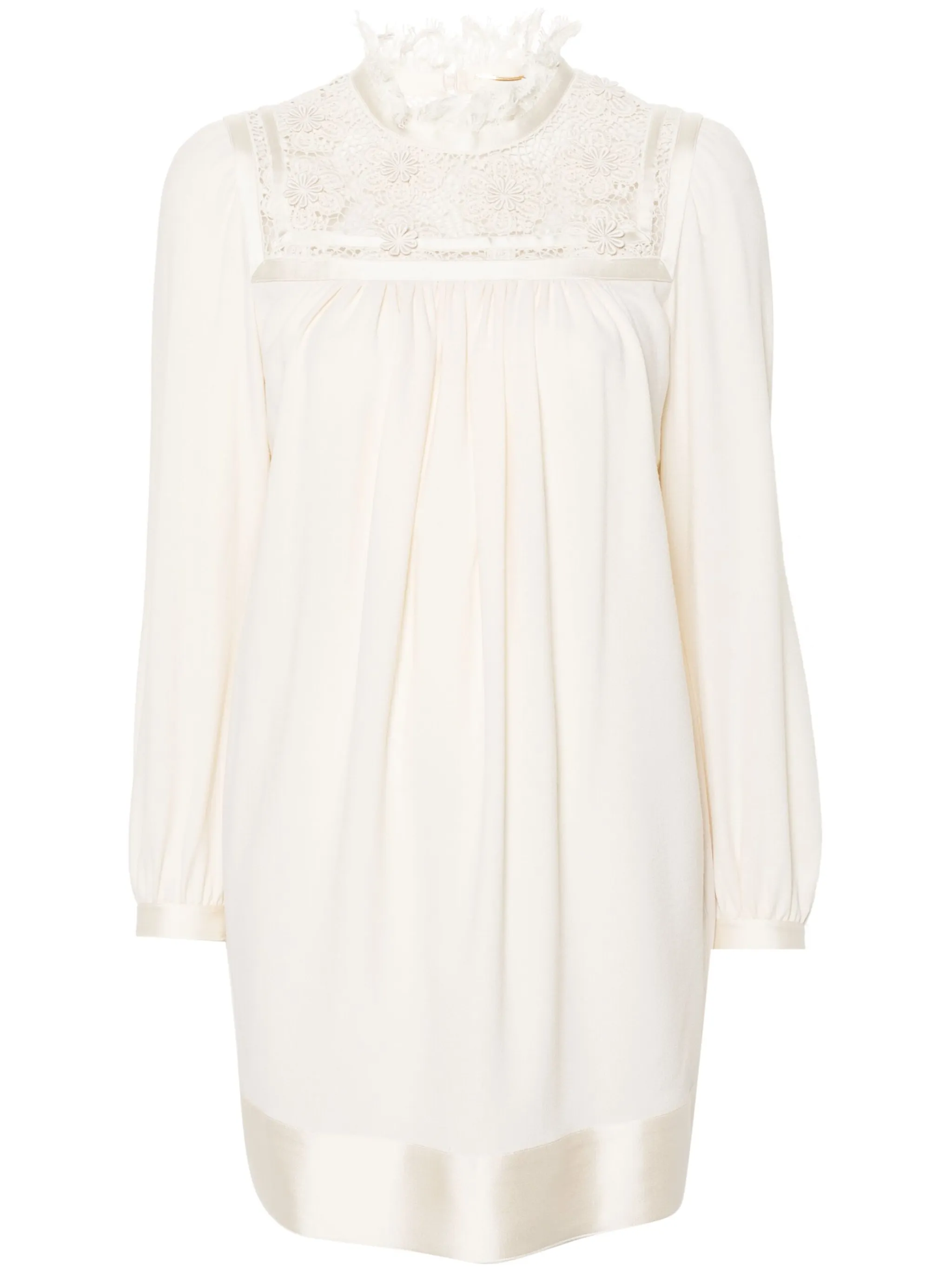 

Платье мини с кружевом Saint Laurent, нейтральный