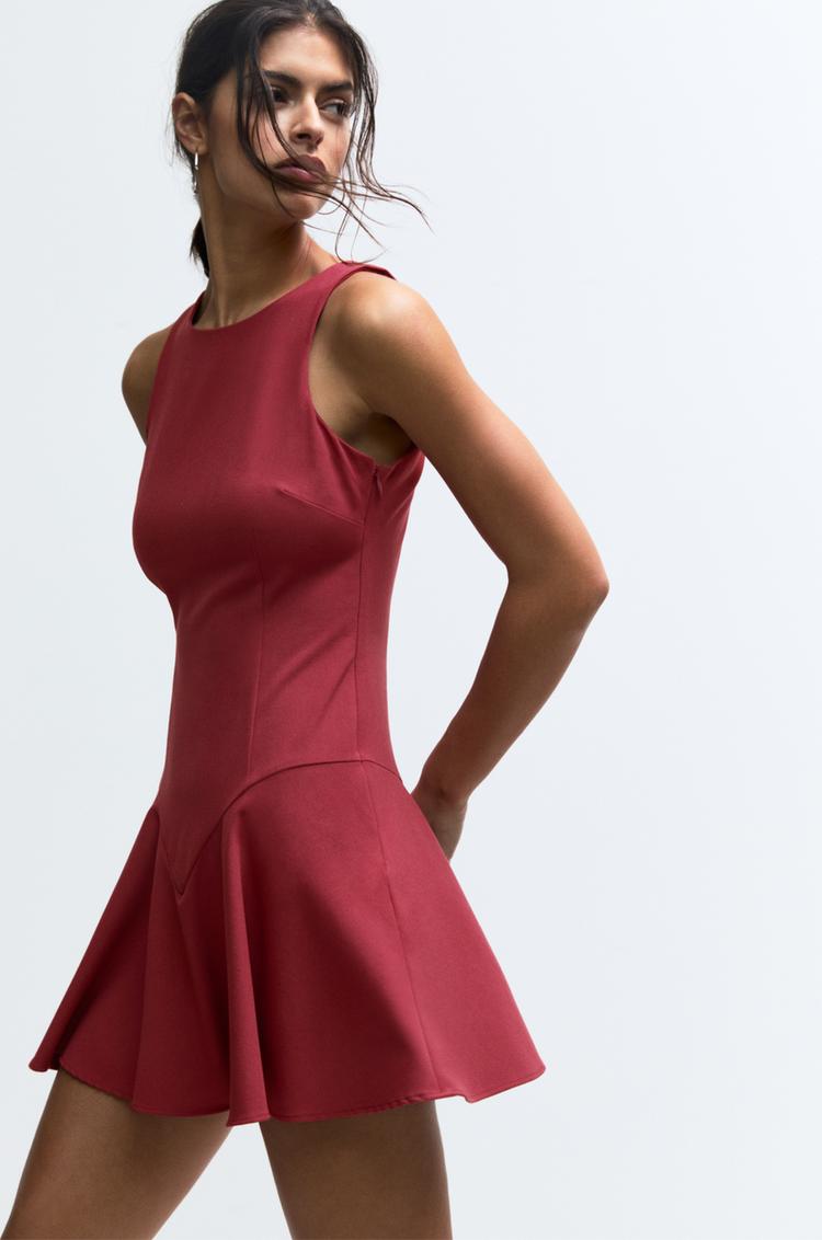 

Короткое платье-балерина Pull And Bear, бордовый