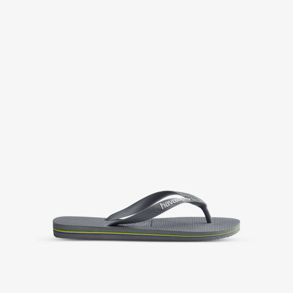 Резиновые шлепанцы с тисненым логотипом Бразилии Havaianas, серый