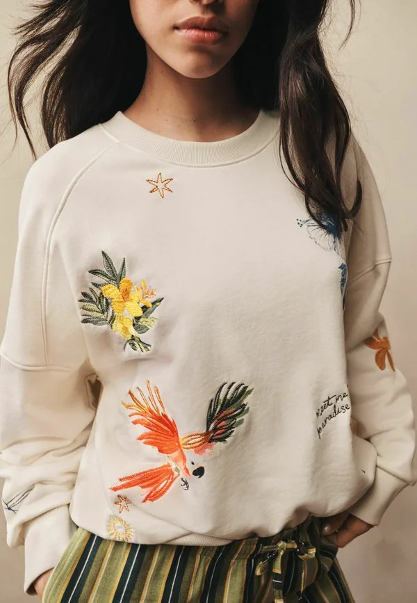 Вышитая толстовка Next, Cream Tropical — фото 4