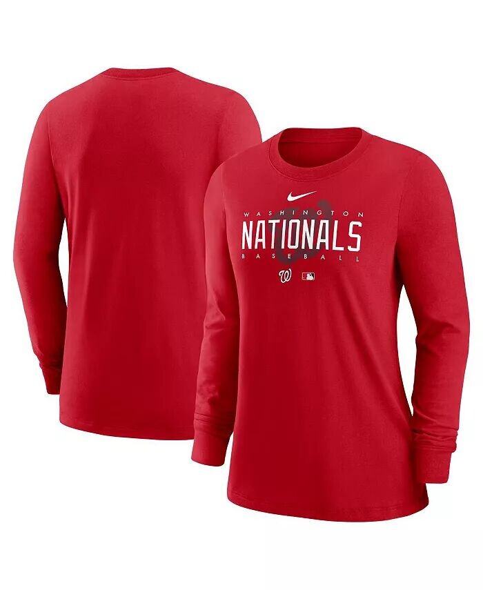 

Женская красная футболка Washington Nationals Authentic Collection Legend Performance с длинным рукавом Nike