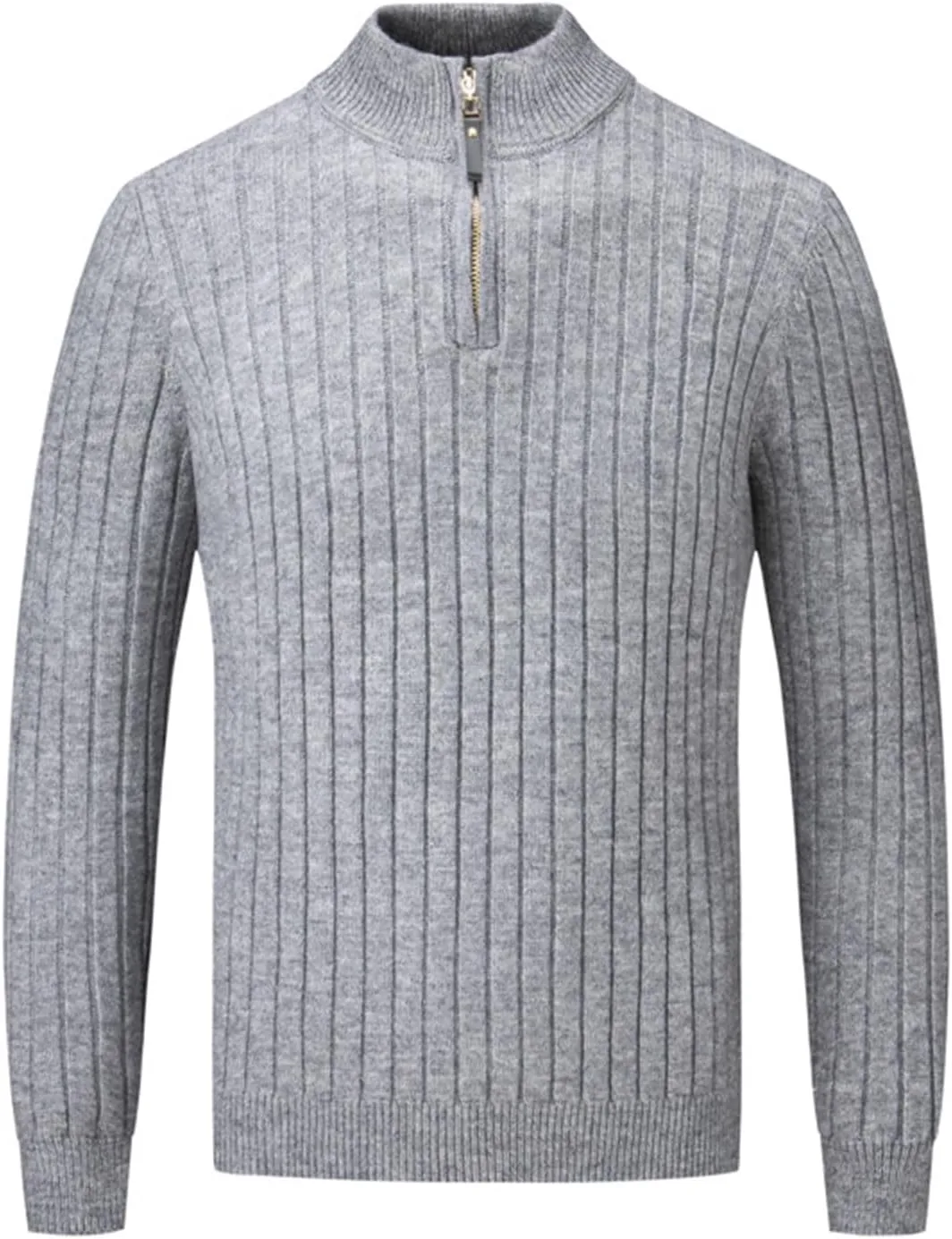 

Мужской свитер с кабельной вязкой и воротником стойкой