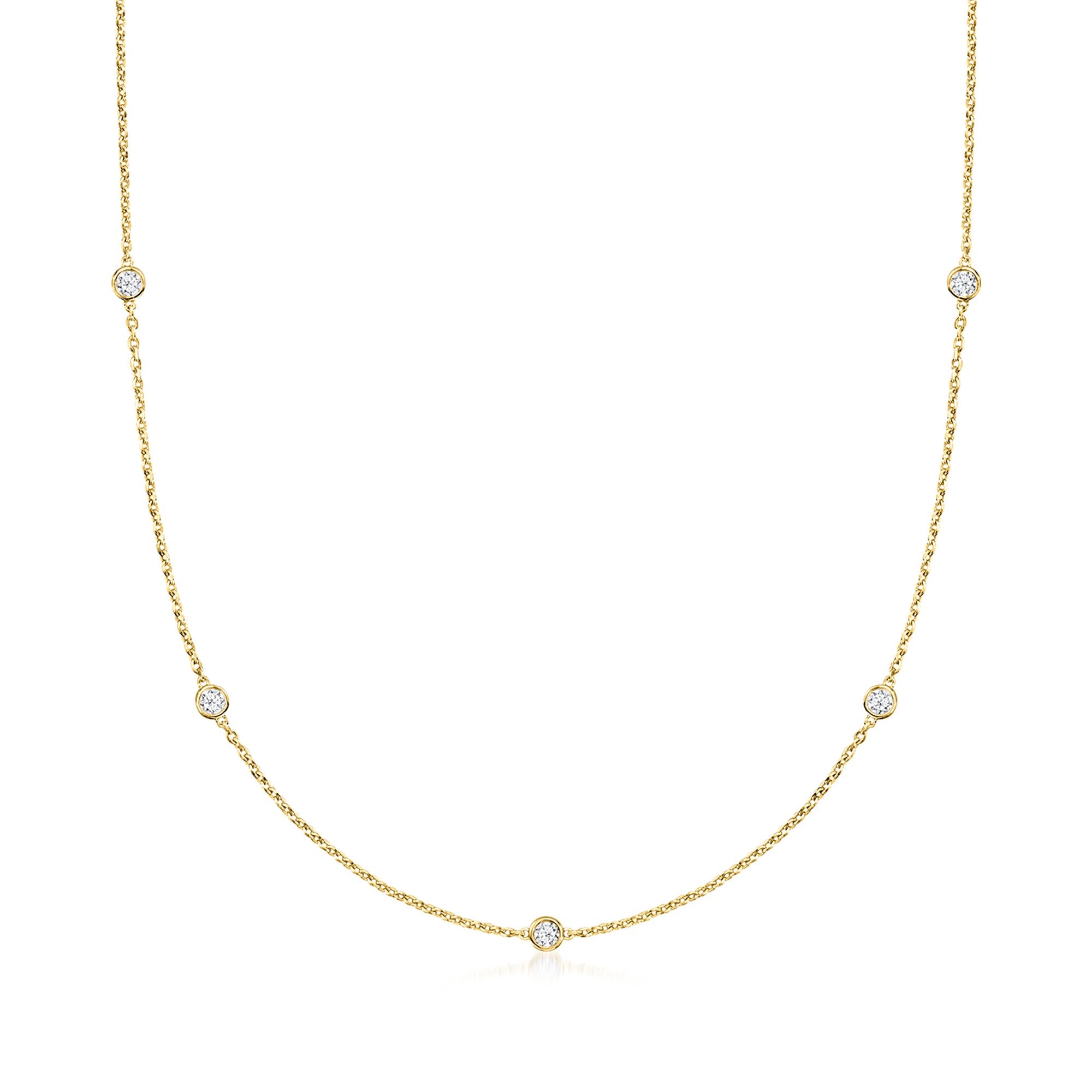 

Ожерелье Ross-Simons с выращенными в лаборатории бриллиантами из 18-каратного золота поверх стерлингового серебра Ross-Simons, 20 In