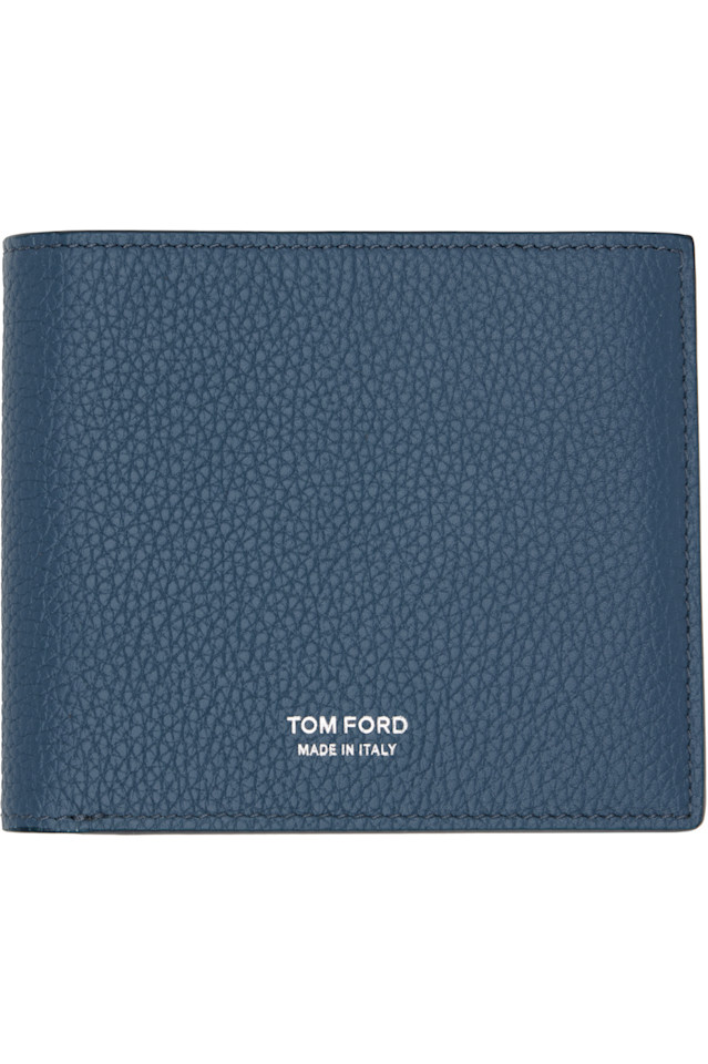 

Tom Ford Классический складной кошелек из зернистой кожи синего цвета
