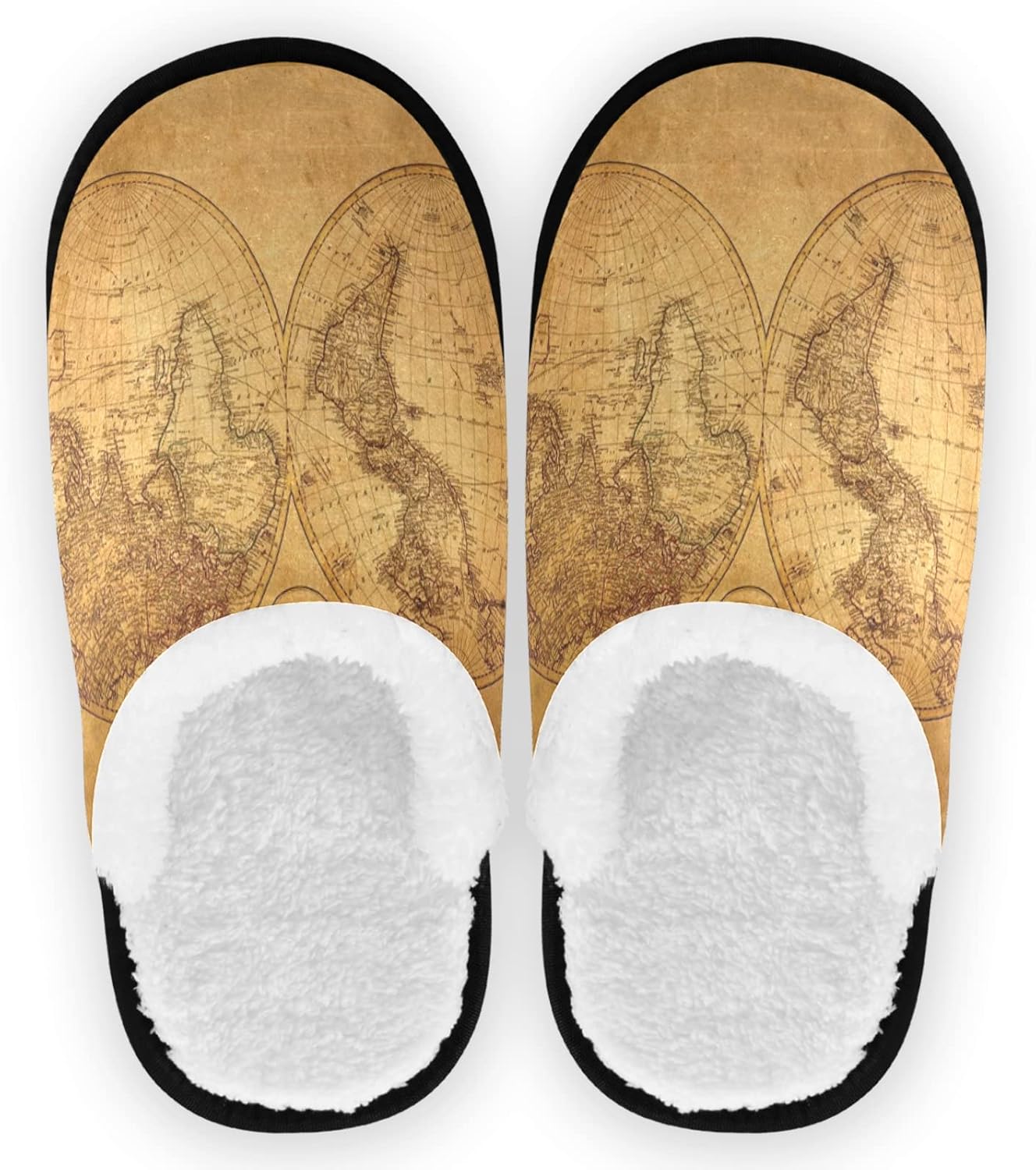 

Тапочки visesunny для женщин и мужчин, зимние теплые домашние тапочки из хлопка с эффектом памяти, мягкие плюшевые флисовые домашние тапочки без шнурков для девочек, обувь для дома и улицы, World Map