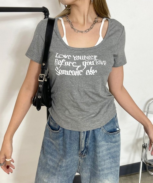 

Футболка с боковым шнурком и логотипом Non-hedge, серый