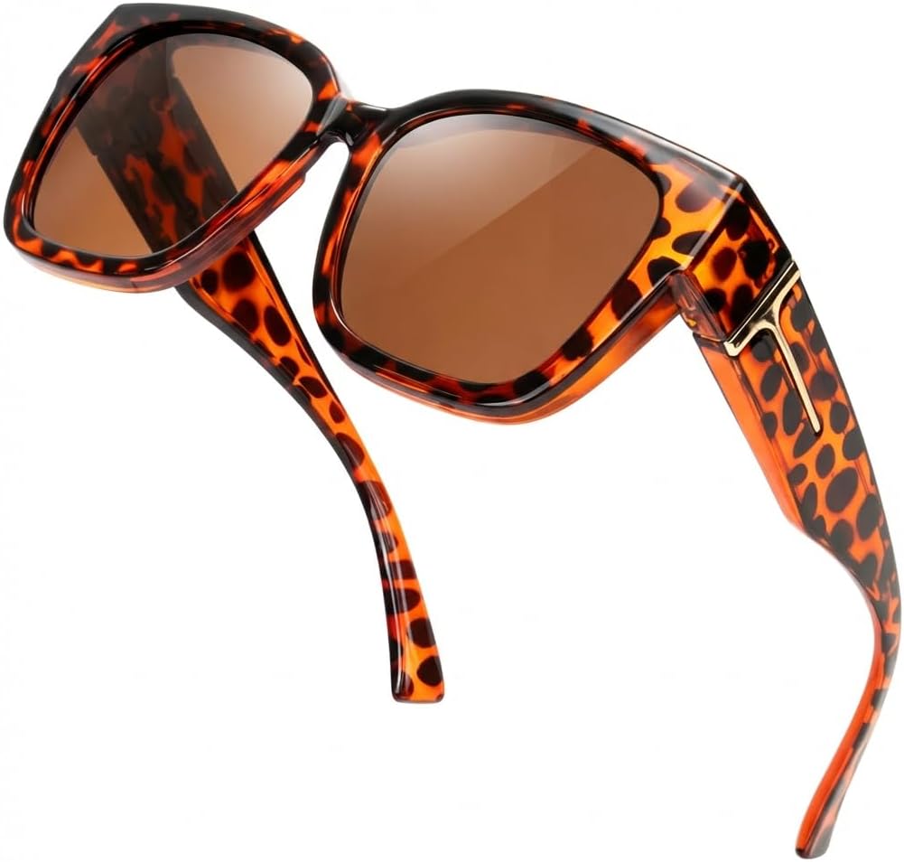 

Поляризованные солнцезащитные очки Yogo Vision для ношения поверх обычных очков, подходят для женщин и мужчин, обеспечивают 100% защиту от УФ-излучения, Brown Tortoise Frame With Grey Lens