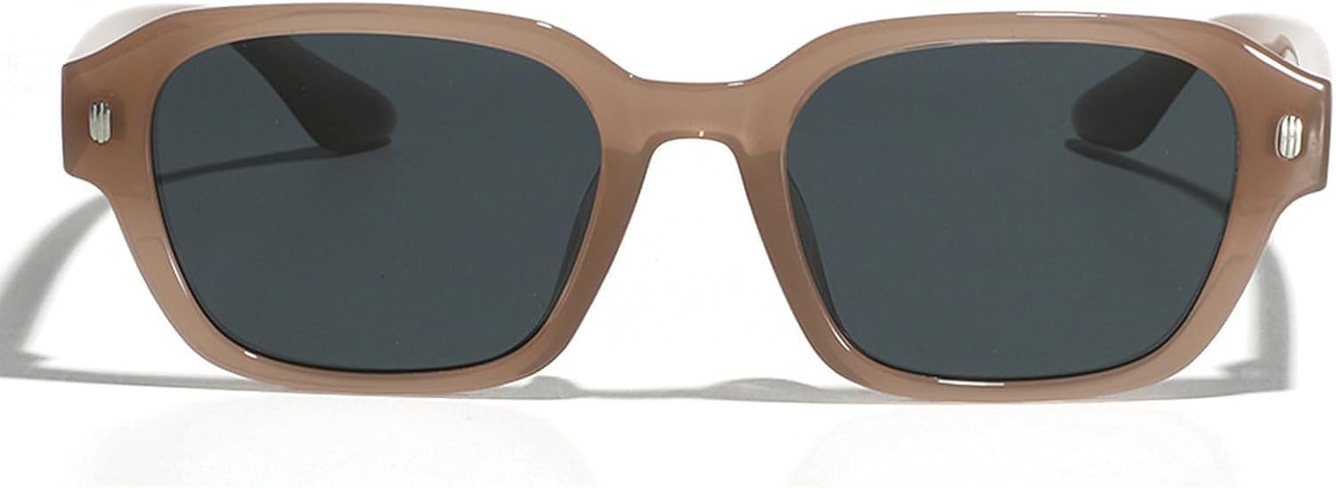 

Мужские солнцезащитные очки Melrose Retro Small Rectangle с заклепками, черные и желтые, с защитой от УФ-излучения UV400, модные женские очки с прозрачными линзами, оправа 30304, Tea