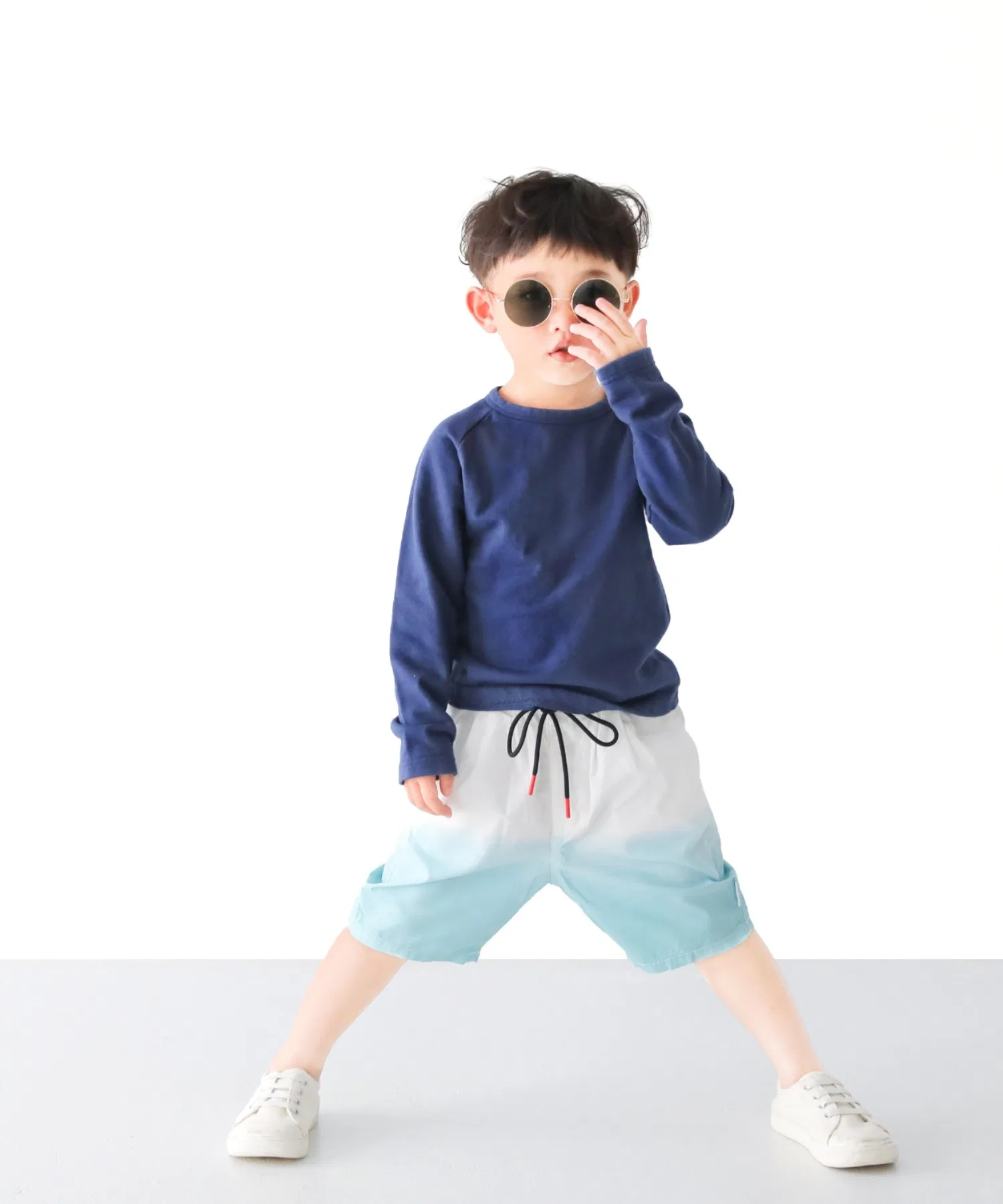 Детские хлопковые шорты с градиентной окраской L.COPECK мятного цвета