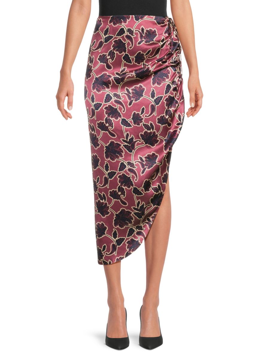 

Юбка-миди Amanda Silk Cinch Cami NYC, цвет Red Multi