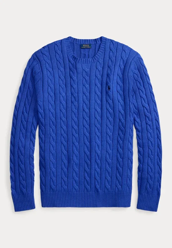 Свитер из хлопка с косами Polo Ralph Lauren Big & Tall, новый ирисово-голубой — фото 4