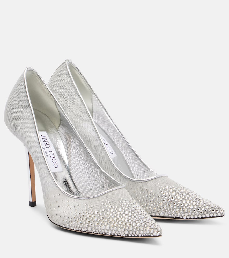 Туфли-лодочки Love 100 с кристаллами Jimmy Choo, Silver/Sil