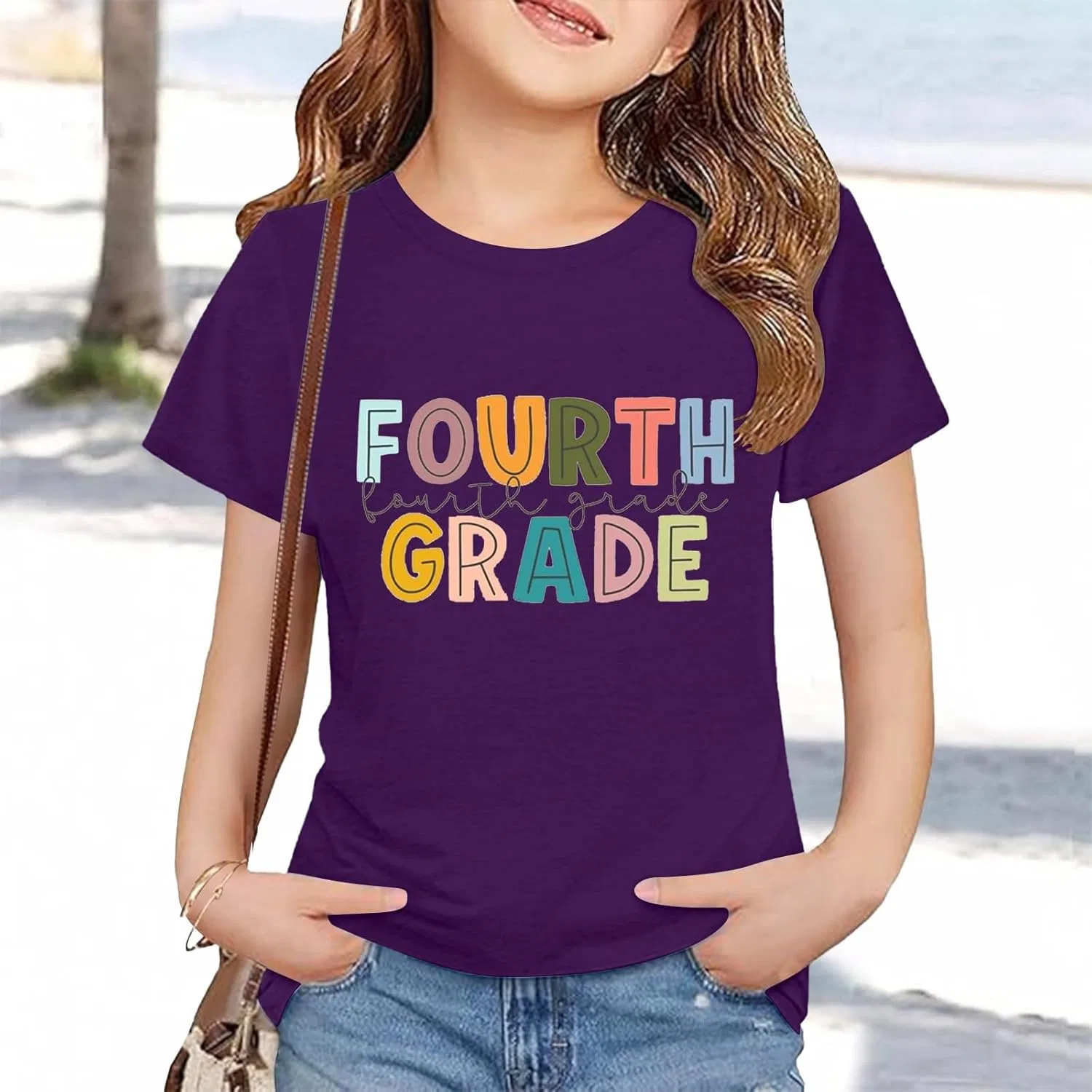 Футболка с коротким рукавом Fourth Grade, бренд Generic, цвет Purple — фото 4
