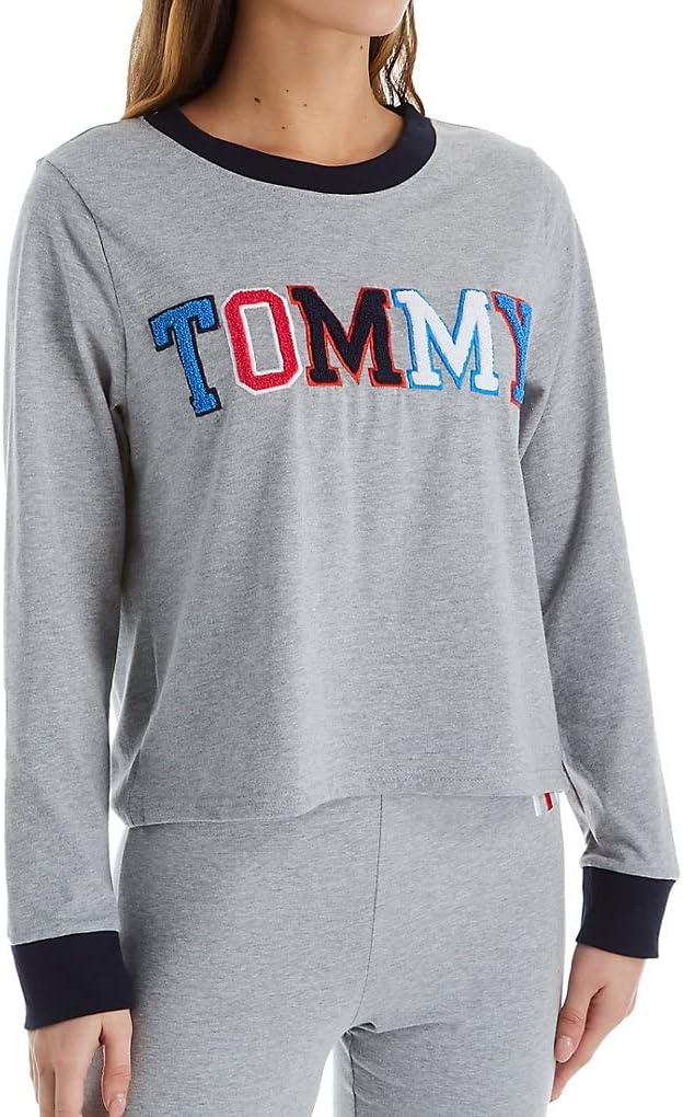 

Женский свитер с длинными рукавами и логотипом Tommy Hilfiger. Пижамный топ., Heather Grey