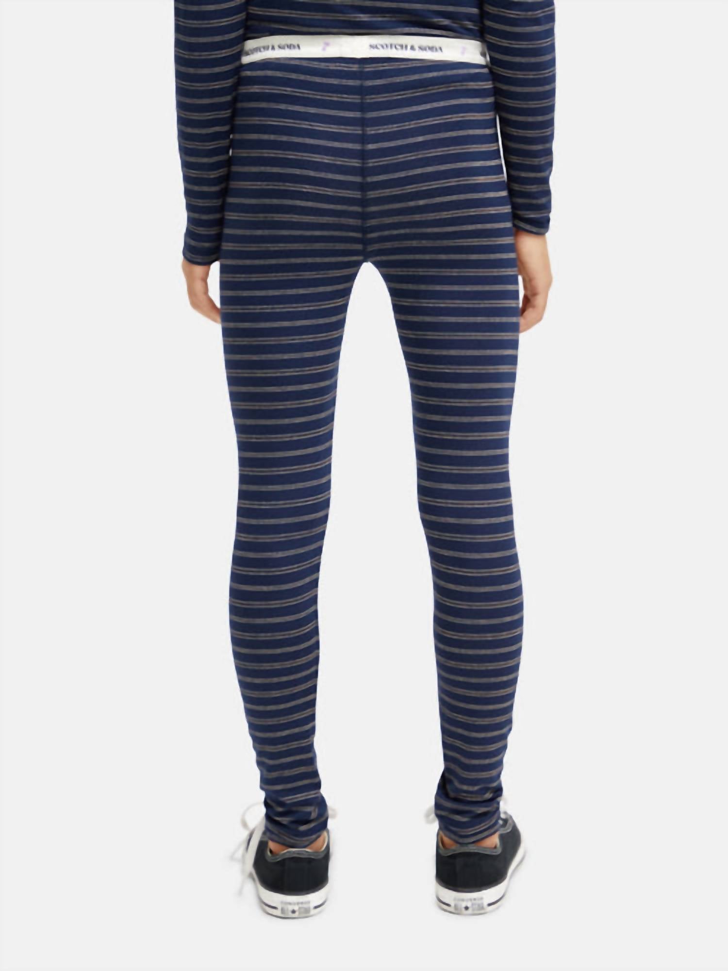 Детские полосатые блестящие леггинсы в синем цвете SCOTCH & SODA — фото 2
