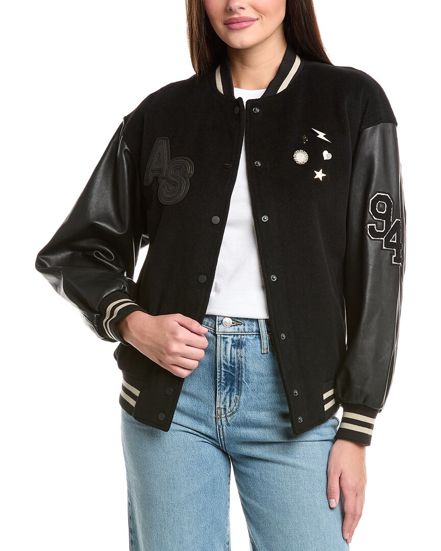 

Куртка AllSaints Valeria из шерстяной смеси с кожаными рукавами All Saints, черный