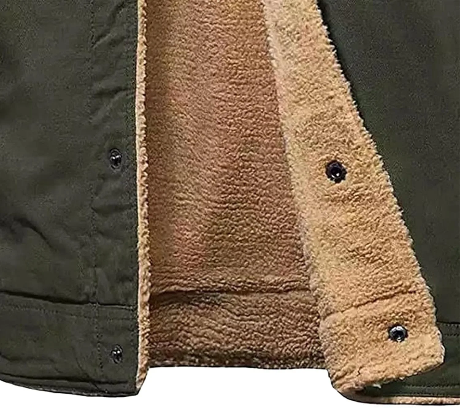Мужская куртка-рубашка Sherpa Fleece Cotton с лацканами в стиле Trucker, рабочая куртка с карманами Cargo, утепленная теплая куртка на флисовой подкладке Generic, белый — фото 4