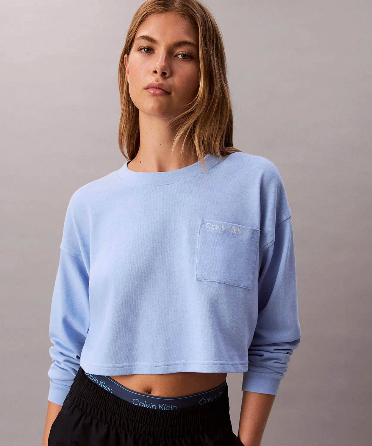 Пижама Calvin Klein с логотипом, хлопок, синяя