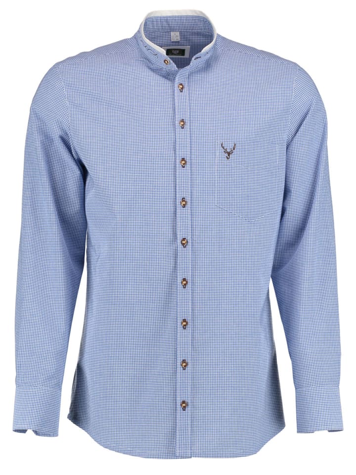 

Традиционная рубашка пемира средне-синего цвета OS-Trachten