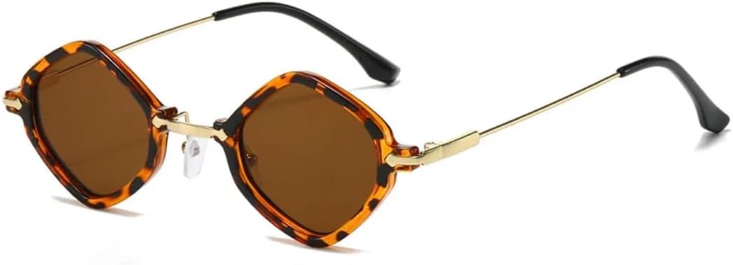 

Винтажные солнцезащитные очки в стиле панк с ромбовидным рисунком, металлические, маленькие, с градиентным переходом, роскошные, с защитой от УФ-излучения UV400 VFDHN, Leopard Brown