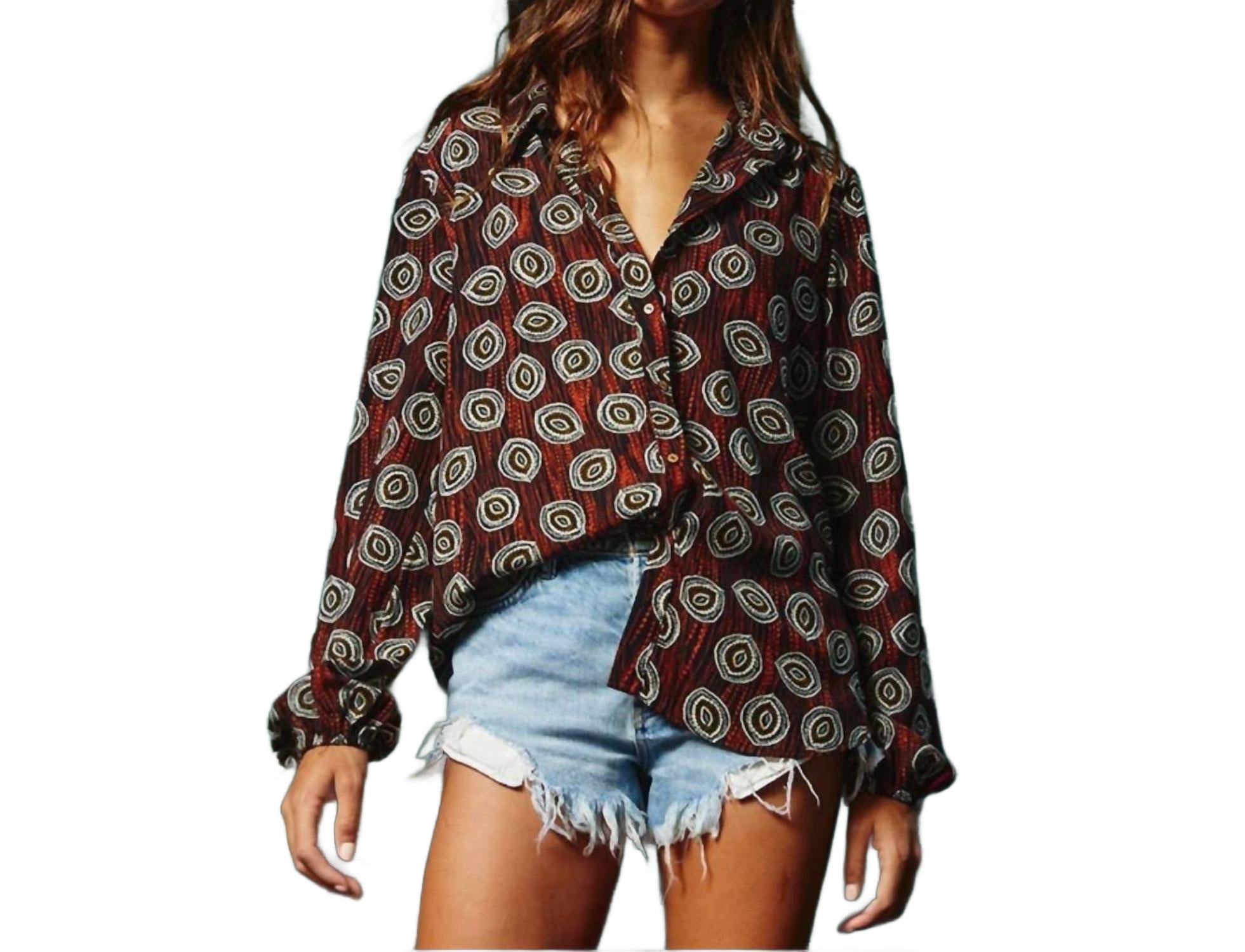 

BUCKETLIST Блузка Drea с геометрическим принтом, черно-ржавого цвета