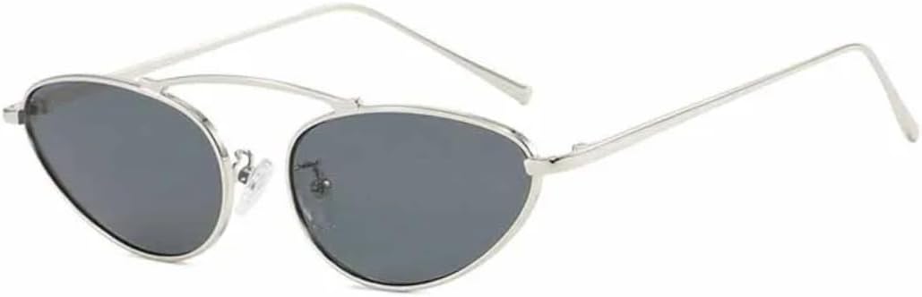 

Солнцезащитные очки с защитой UV400 | Металлическая оправа "кошачий глаз" овальной формы | для женщин и мужчин, для занятий спортом на открытом воздухе и вождения DSVIGF, Silver Gray