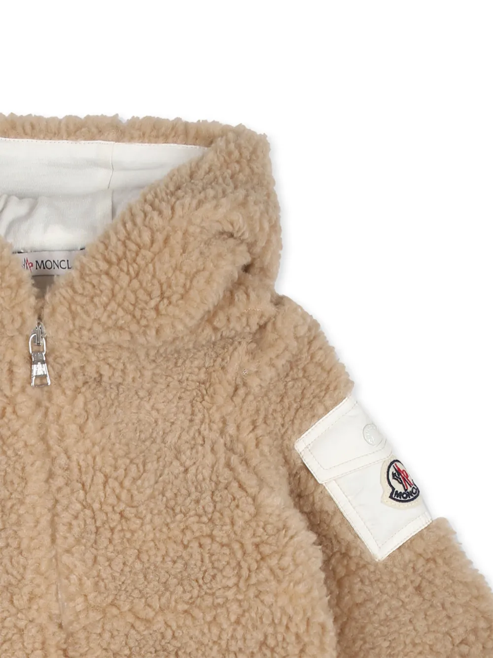 Флисовый комбинезон с нашивкой-логотипом Moncler Enfant, нейтральный — фото 3