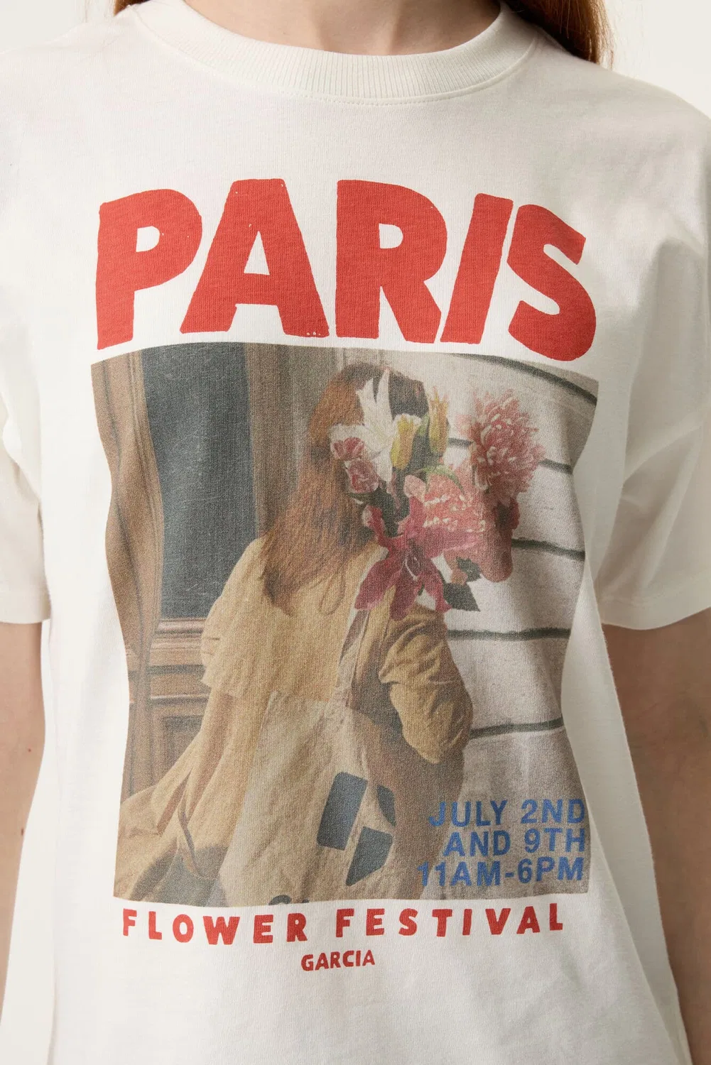 Футболка с принтом Garcia, off white — фото 2