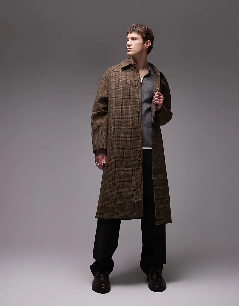 

Шерстяное пальто Topman в клетку коричневого цвета, Коричневый, Шерстяное пальто Topman в клетку коричневого цвета