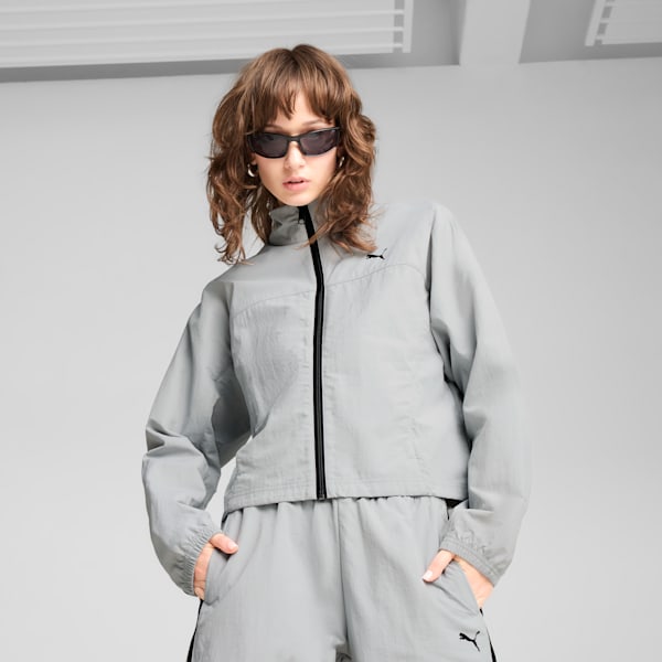 

Женская свободная тканая куртка с застежкой-молнией по всей длине Dare To Puma, серый