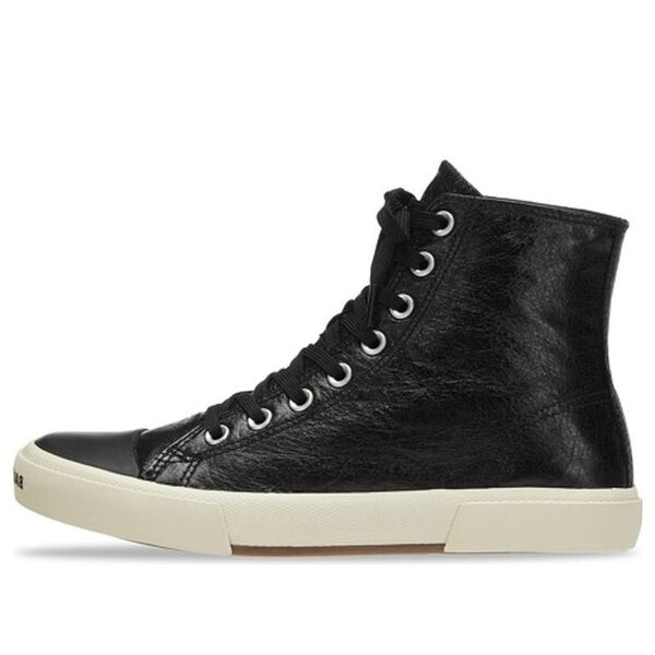 Кроссовки paris high top sneakers 'black leather and white rubber' Balenciaga, черный