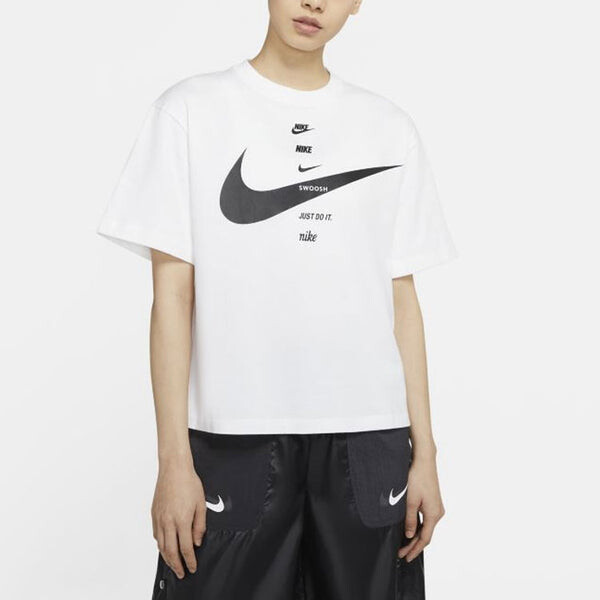 Футболка как w спортивная одежда swsh топ ss Nike, белый — фото 4
