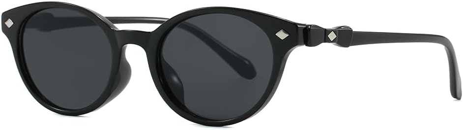 

Винтажные солнцезащитные очки «кошачий глаз» для женщин — ретро-оправа круглой формы с бриллиантовой отделкой, тонированные линзы с защитой от УФ-излучения ENSARJOE, Black