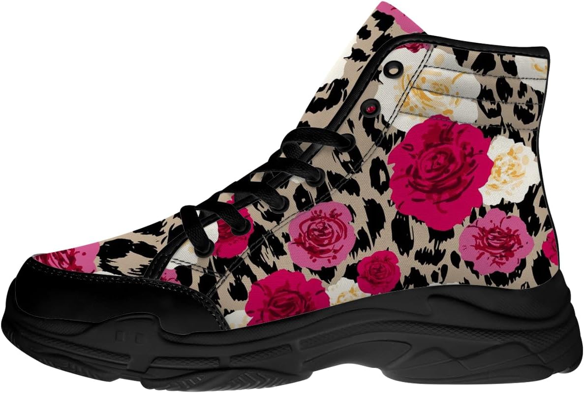 

Женские высокие кеды с леопардовым принтом, кружевные цветочные кроссовки на платформе, подарки для нее и для него Generic, коричневый