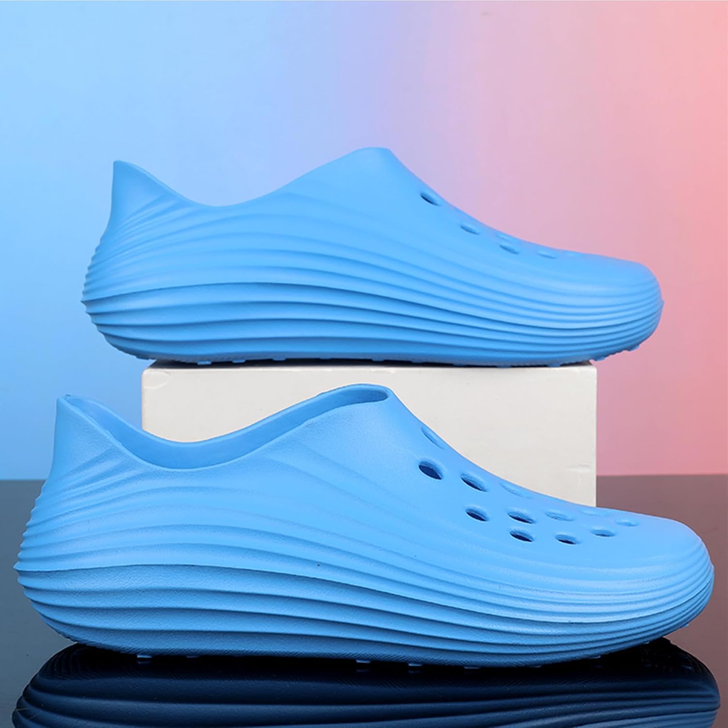 Кроссовки Foam Runner для мужчин и женщин, без шнурков, с вырезами, в стиле Foam Runner, легкие, долговечные, из EVA, дышащие, мягкие тапочки-облака для мужчин и женщин Inkuil, синий — фото 2