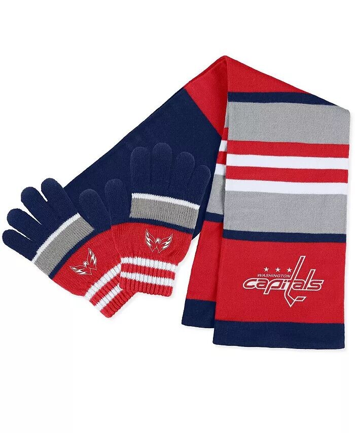 

Женский комплект из перчаток и шарфа в полоску Washington Capitals Wear By Erin Andrews, мультиколор