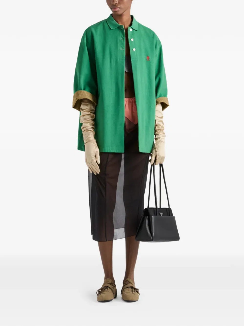 Старая куртка-блузон из пике Prada, зеленый — фото 2