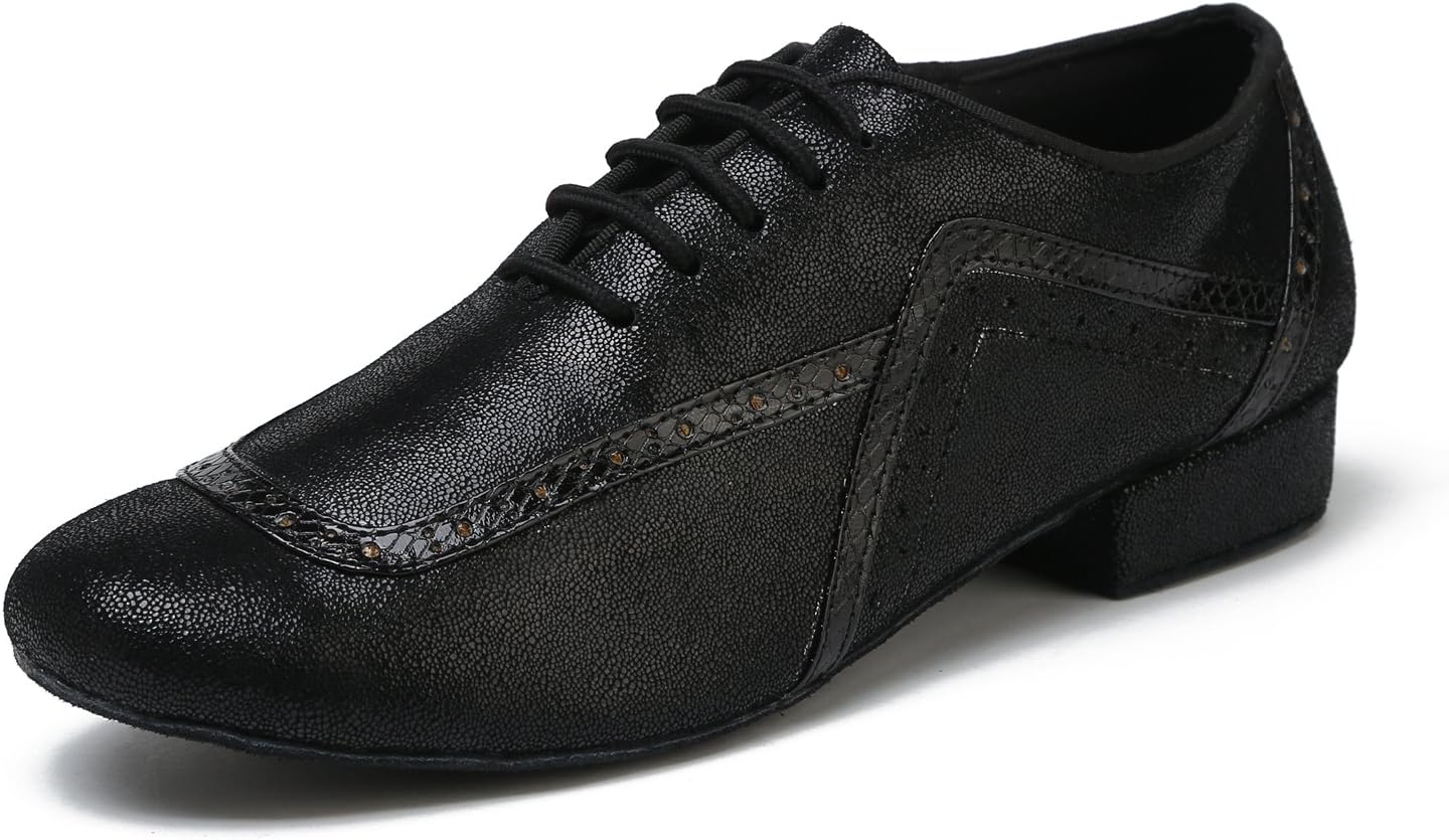 

Мужские танцевальные туфли Minishion GL235 на шнуровке с блестками для танго, латинских и бальных танцев, черный