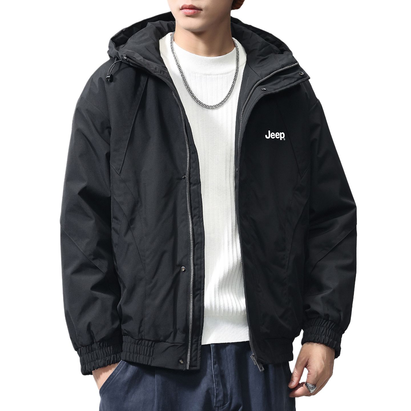 

Пуховик Unisex Hooded Thickened Jeep, obsidian черный