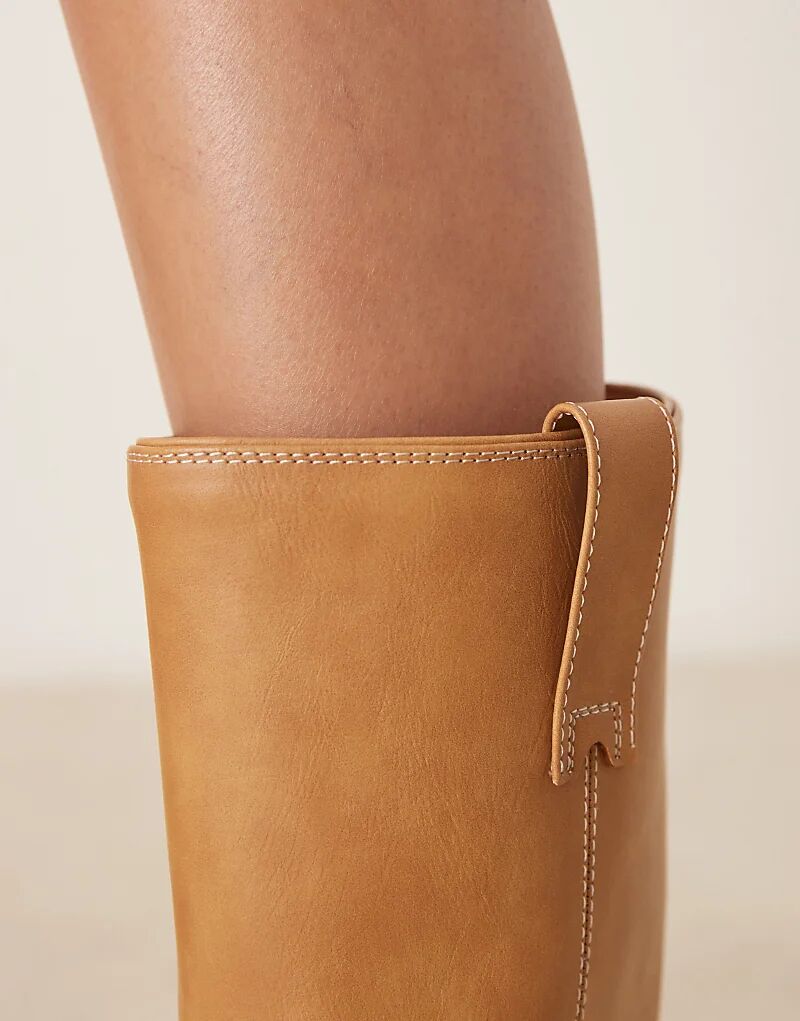 Женские сапоги ASOS DESIGN Colby Trucker Boots без застежек широкие, верблюжий — фото 3